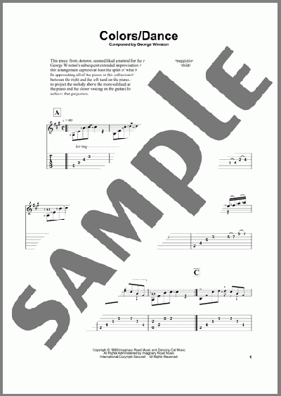 Colors/Dance（George Winston）のギターその他楽譜のサンプル画像