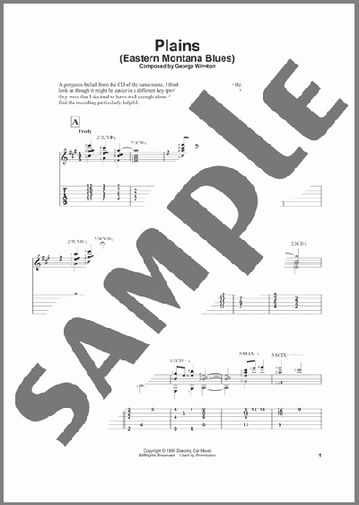 Plains (Eastern Montana Blues)（George Winston）のギターその他楽譜のサンプル画像