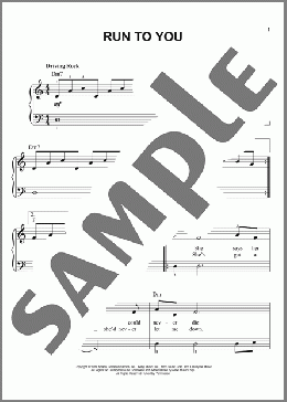 Run To You(Bryan Adams) 楽譜 ピアノ（ソロ） ダウンロード