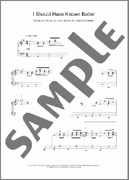 I Should Have Known Better(The Beatles) 楽譜 ピアノ（ソロ） ダウンロード