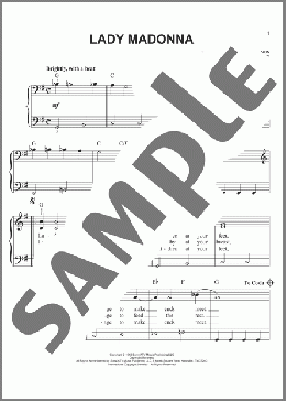 Lady Madonna(The Beatles) 楽譜 ピアノ（ソロ） ダウンロード