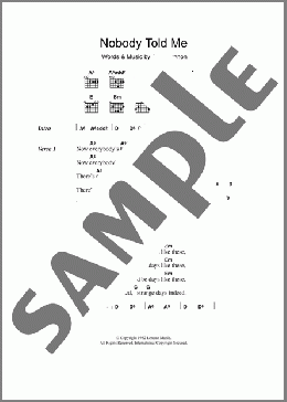 Nobody Told Me(John Lennon) 楽譜 ギター（コード） ダウンロード