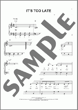 It's Too Late(Carole King/Gloria Estefan) 楽譜 ピアノ（ソロ） ダウンロード