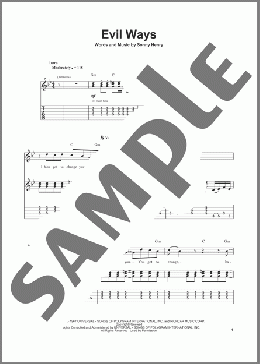 Evil Ways(Santana) 楽譜 ギタースコア ダウンロード