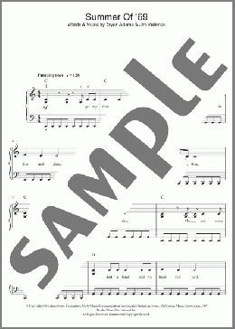 Summer Of '69(Bryan Adams) 楽譜 ピアノ（ソロ） ダウンロード