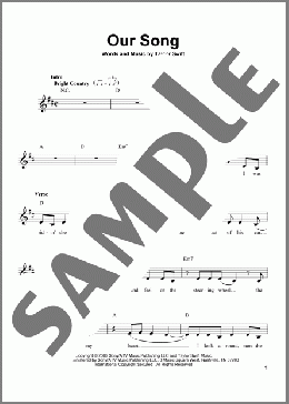 Our Song(Taylor Swift) 楽譜 その他 ダウンロード