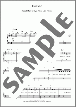 Heaven(Bryan Adams) 楽譜 ピアノ（ソロ） ダウンロード