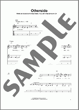 Otherside(Red Hot Chili Peppers) 楽譜 ギター（ソロ） ダウンロード