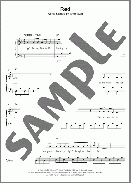 Red(Taylor Swift) 楽譜 ピアノ（ソロ） ダウンロード