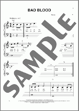Bad Blood(Taylor Swift) 楽譜 ピアノ（ソロ） ダウンロード