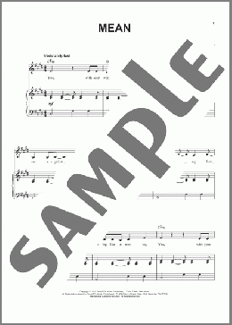 Mean(Taylor Swift) 楽譜 ピアノ & ボーカル ダウンロード