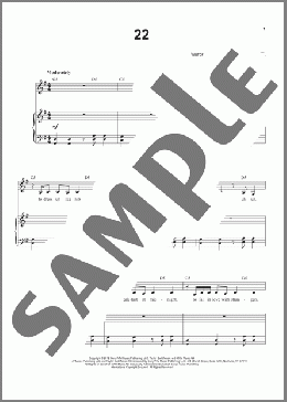 22(Taylor Swift) 楽譜 ピアノ & ボーカル ダウンロード
