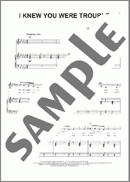 I Knew You Were Trouble(Taylor Swift) 楽譜 ピアノ & ボーカル ダウンロード