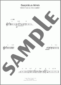 Suspicious Minds(Elvis Presley) 楽譜 クラリネット ダウンロード