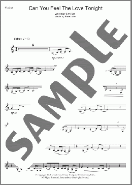 Can You Feel The Love Tonight (from The Lion King)(Elton John) 楽譜 クラリネット ダウンロード
