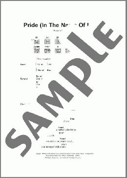 Pride (In The Name Of Love)(U2) 楽譜 ギター（コード） ダウンロード