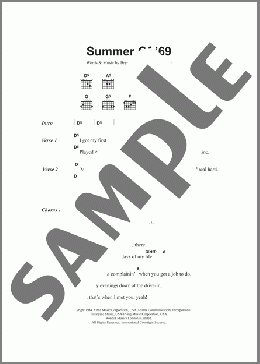Summer Of '69(Bryan Adams) 楽譜 ギター（コード） ダウンロード
