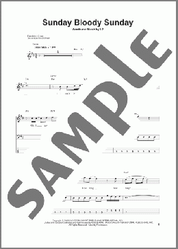 Sunday Bloody Sunday(U2) 楽譜 ベース ダウンロード