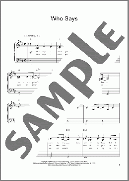 Who Says(John Mayer) 楽譜 ピアノ（ソロ） ダウンロード
