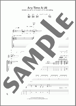 Any Time At All(The Beatles) 楽譜 ギター（ソロ） ダウンロード