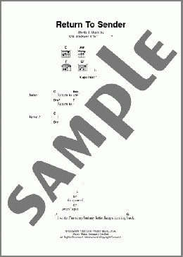Return To Sender(Elvis Presley) 楽譜 ギター（コード） ダウンロード