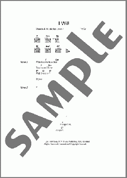 I Will(The Beatles/Paul McCartney) 楽譜 ギター（コード） ダウンロード