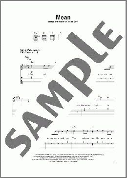 Mean(Taylor Swift) 楽譜 ギター（ソロ） ダウンロード