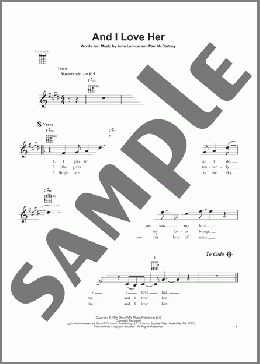 And I Love Her(The Beatles) 楽譜 ウクレレ（弾き語り） ダウンロード