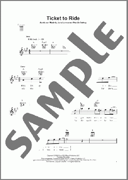 Ticket To Ride(The Beatles) 楽譜 ウクレレ（弾き語り） ダウンロード