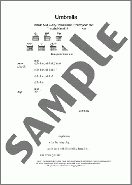 Umbrella(Rihanna/Rihanna featuring Jay-Z) 楽譜 ギター（コード） ダウンロード
