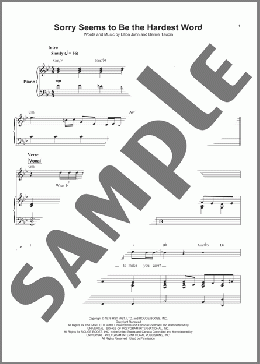 Sorry Seems To Be The Hardest Word(Elton John/Mark Harrison) 楽譜 その他 ダウンロード