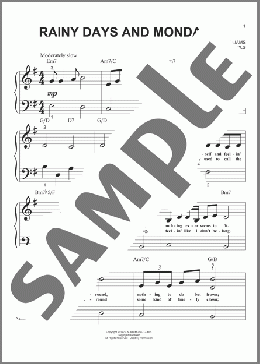 Rainy Days And Mondays(Carpenters/Paul Williams) 楽譜 ピアノ（ソロ） ダウンロード
