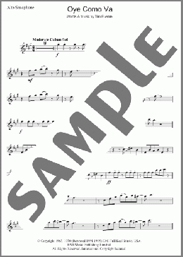 Oye Como Va(Santana/Tito Puente) 楽譜 アルトサックス（ソロ） ダウンロード