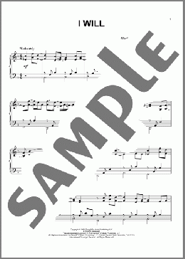 I Will(The Beatles) 楽譜 ピアノ（ソロ） ダウンロード
