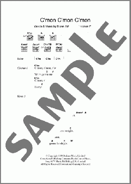 C'mon C'mon C'mon(Bryan Adams) 楽譜 ギター（コード） ダウンロード