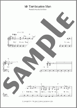 Mr. Tambourine Man(Bob Dylan) 楽譜 ピアノ（ソロ） ダウンロード