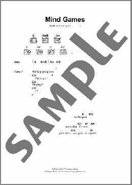 Mind Games(John Lennon) 楽譜 ギター（コード） ダウンロード