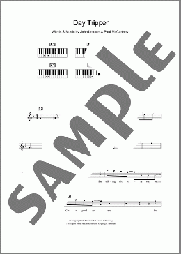 Day Tripper(The Beatles) 楽譜 ピアノ（歌詞 & コード） ダウンロード