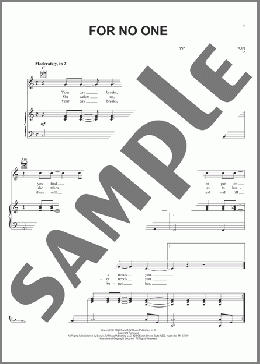 For No One(The Beatles) 楽譜 ピアノ & ボーカル & ギター ダウンロード
