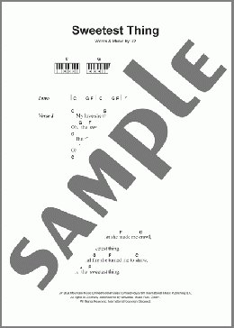 Sweetest Thing(U2) 楽譜 ピアノ（歌詞 & コード） ダウンロード