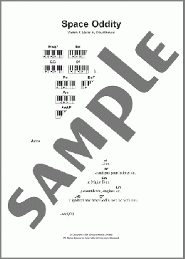 Space Oddity(David Bowie) 楽譜 ピアノ（歌詞 & コード） ダウンロード