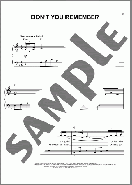 Don't You Remember(Adele) 楽譜 ピアノ（ソロ） ダウンロード