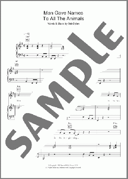 Man Gave Names To All The Animals(Bob Dylan) 楽譜 その他 ダウンロード