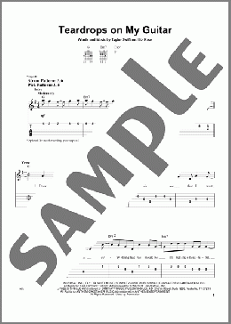 Teardrops On My Guitar(Taylor Swift) 楽譜 ギター（ソロ） ダウンロード