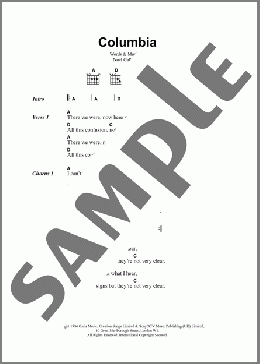 Columbia(Oasis) 楽譜 ギター（コード） ダウンロード