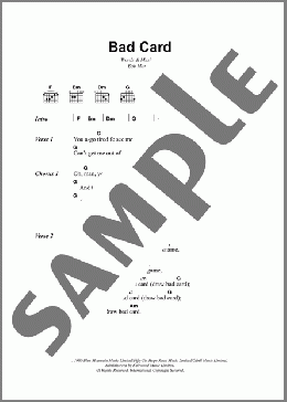 Bad Card(Bob Marley) 楽譜 ギター（コード） ダウンロード