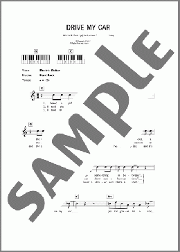 Drive My Car(The Beatles) 楽譜 ピアノ（歌詞 & コード） ダウンロード