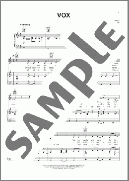 Vox(Sarah McLachlan) 楽譜 ピアノ & ボーカル & ギター ダウンロード