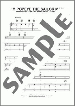 I'm Popeye The Sailor Man(Sammy Lerner/Theme Song) 楽譜 ピアノ & ボーカル & ギター ダウンロード