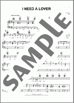 I Need A Lover(John Mellencamp) 楽譜 ピアノ & ボーカル & ギター ダウンロード